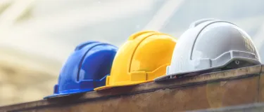 White, Yellow & Blue Hardhats