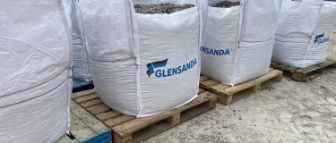 Bagged aggregates from Glensanda quarry available at Rhugh Garbh