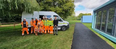 Aggregate Industries contracting team next to completed path project at Keyham Lodge School