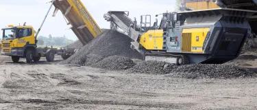 Aggregate being collected at a plant 