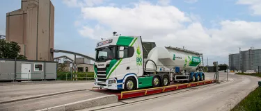 A 30 tonne branded cement truck fueled by HVO at Cauldon Plant