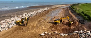 Minehead Beach in Somerset which has had 14,500 tonnes or Armourstone granite boulders to bolster its sea defences.
