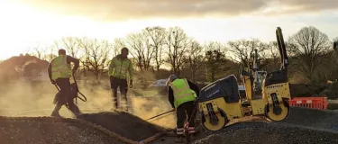 Sullivan Pump Track being paved at dawn