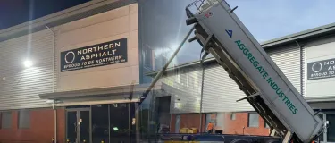Banner image showing Northern asphalts office sign and a tipper truck
