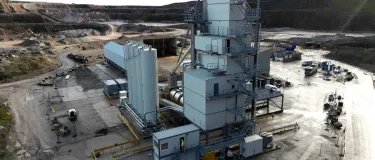 An aerial drone shot of the new asphalt plat at Cauldon Low