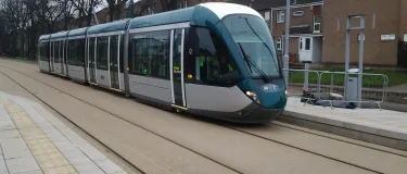 A tram from Nottingham's Express Transit service