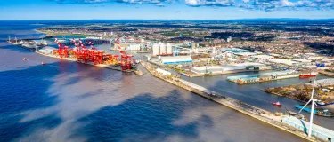 An aerial view of the Port Of Liverpool which will be home to a new state-of-the-art storage facility for cementitious materials
