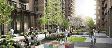 Busy built up environment visual showing hard landscape and high rise buildings 