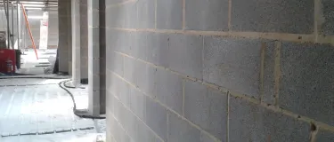 Exposed concrete block interior wall 