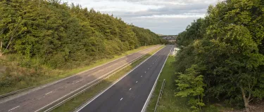 A90 road with one side newly surfaced