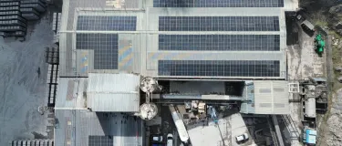 An aerial view of rooftop solar panels at Callow