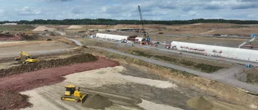 An aerial view of the construction site of the Havant Thicket Reservoir near Portsmouth. Holcim is supplying specialist sand and aggregates to the project.