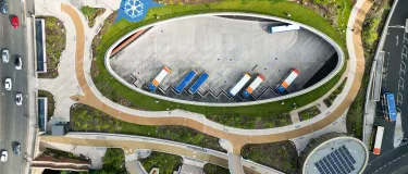 A birdseye view of the Stockport Interchange which Holcim supplied low-carbon concrete to