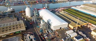 An aerial shot of progress on the Tilbury Cement Works in February 2026