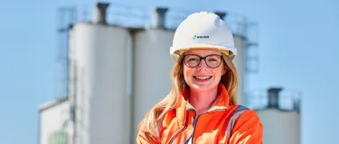 Laura Golledge, East Midlands RMX General Manager, in her PPE at the Whestone RMX Plant in Leicester.