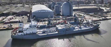 The NACC African ship delivers materials to Holcik UK's Tilbury Cement site