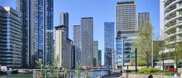 The high rise buildings of Wood Wharf in London's Canary Wharf