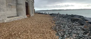 Some of the new sea defences installed to protect the historic Hurst Castle