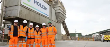 Kelly Lower (centre) with colleagues at Holcim's Greenwich plant for readymix and asphalt