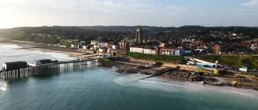 Rockarmour aggregates from Aggregate Industries' Glensanda Quarry being used for coastal defences at Cromer in North Norfolk