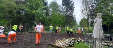 Volunteers from Aggregate Industries help renovate The Shot at Dawn memorial at the National Memorial Arboretum in Alrewas