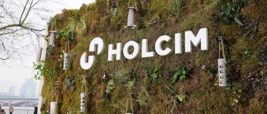 A billboard made from low carbon and recycled materials and edible plants unveiled in London's Southbank for the launch of Holcim UK