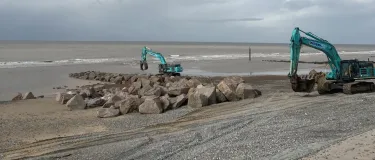 Aggregate Industries Rock Armour providing coastal defences at Rossall Beach in Lancashire