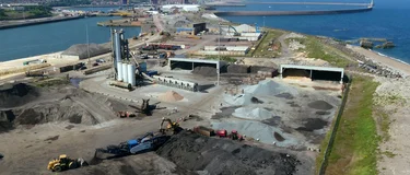 An aerial view of the Sunderland recycling centre located at Sunderland Docks
