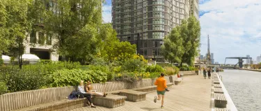 Wood Wharf highrise along the waterfront