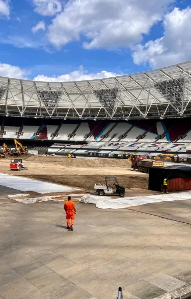 Wide angle view of London Stadium interior