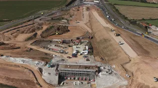 Drone image of A30 Chiverton to Carland Cross construction