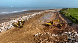 Minehead Beach in Somerset which has had 14,500 tonnes or Armourstone granite boulders to bolster its sea defences.
