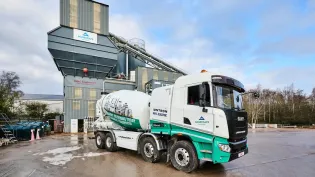 The new Sany Putzmeister emixer truck at Coleshill Readymix plant