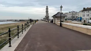 Freshly resurfaced coastal path at Herne Bay