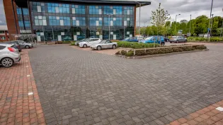 Charcons Woburn Infilta block paving laid in a busy carpark