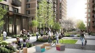 Busy built up environment visual showing hard landscape and high rise buildings 