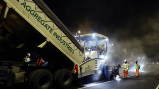 M42 asphalt surfacing at night
