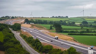 A30 in use with cars and trucks on it