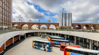 Buses at the award winning Stockport Interchange - Holcim UK supplied concrete to the project.