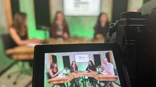 A close up of the camera filming guests in the studio of Holcim's Material Mix podcast