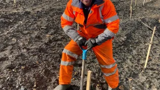 Trees being planted as part of the ongoing Muldron Quarry restoration which is taking place alongside active quarry operations.