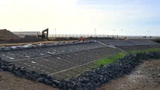 Coastal protection measures supplied by Aggregate Industries at Newhaven Beach in Sussex