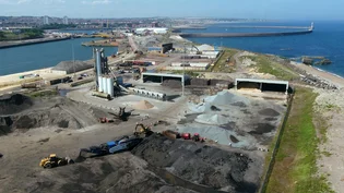 An aerial view of the Sunderland recycling centre located at Sunderland Docks