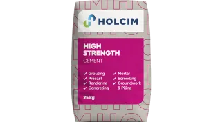 Cement bag with the text high strength cement