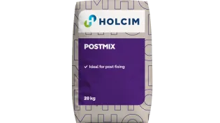 Concrete bag with the text postmix