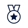 Icon of a medal with a star on it