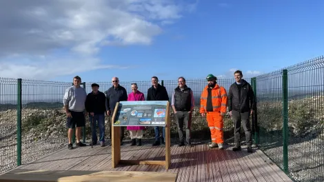 Members of the community join staff from Aggregate Industries and Tarmac at official opening of new viewing platform at Back Lane Quarry in Carnforth