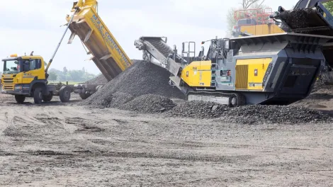 Aggregate being collected at a plant 