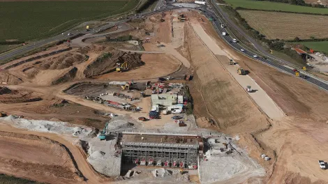Drone image of A30 Chiverton to Carland Cross construction