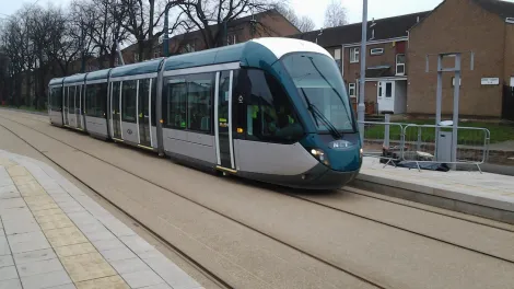 A tram from Nottingham's Express Transit service